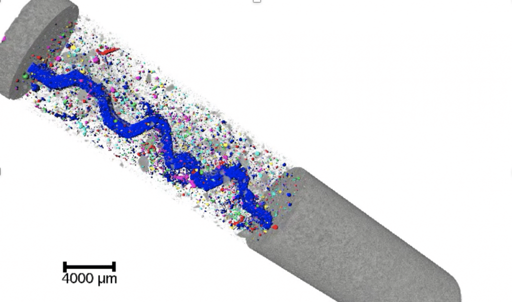 Alexis BOCCHECIAMPE, 2022. Étude du transport de particules au travers de fissures contrôlées synthétisées dans un mortier de confinement: apport de la micro-tomographie RX.